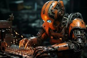 Robotic Welding Workshop. Generative By Ai photo