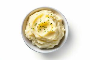 Top View of Isolated Mashed Potatoes. Generative By Ai photo