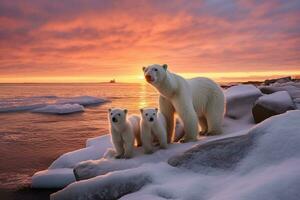 canadiense ártico polar oso familia. generativo por ai foto