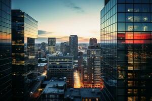 el urbano horizonte sirve como el fondo. generativo por ai foto