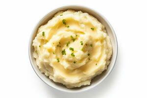 Top View of Isolated Mashed Potatoes. Generative By Ai photo