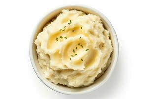 Top View of Isolated Mashed Potatoes. Generative By Ai photo
