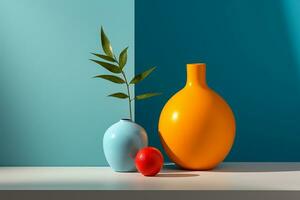Still Life with Bold Colored Objects. Generative By Ai photo