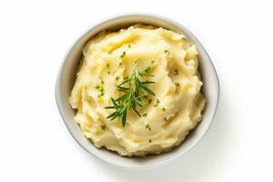 Top View of Isolated Mashed Potatoes. Generative By Ai photo
