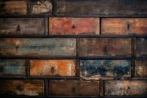 Exploring Old Wooden Textured Drawers. Generative By Ai photo