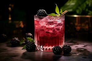 The Ideal Bramble Cocktail. Generative By Ai photo