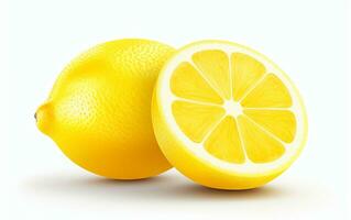 Lemon Sliced on a White Background. Generative By Ai photo