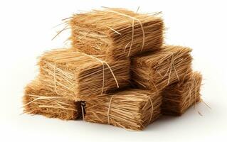 stack of hay on white background. Generative By Ai photo