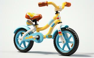 para niños bicicleta en un blanco antecedentes. generativo por ai foto