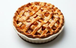 Top View of Apple Pie on a White Background. Generative By Ai photo