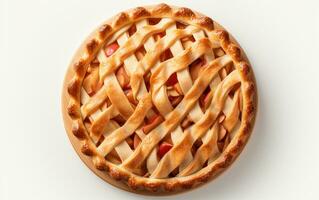 Top View of Apple Pie on a White Background. Generative By Ai photo