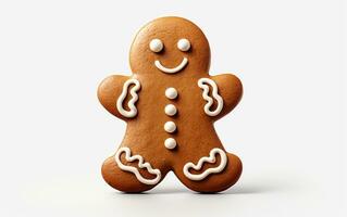 Gingerbread Man on a White Background. Generative By Ai photo