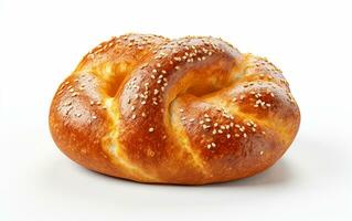 A Fresh Pretzel on a White Background. Generative By Ai photo