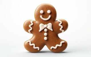 Gingerbread Man on a White Background. Generative By Ai photo