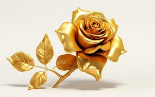 A Golden Rose on a White Background. Generative By Ai photo