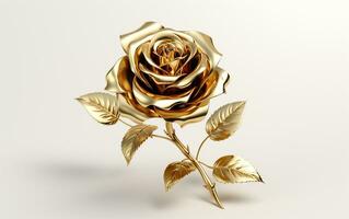 A Golden Rose on a White Background. Generative By Ai photo