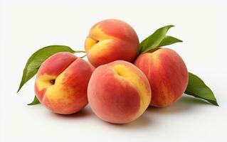 Peaches on a White Background. Generative By Ai photo