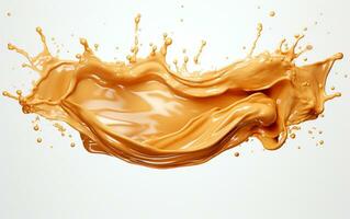 Peanut Butter Splash on a White Background. Generative By Ai photo