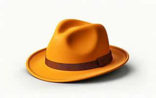 un naranja amarillo sombrero en un blanco antecedentes. generativo por ai foto