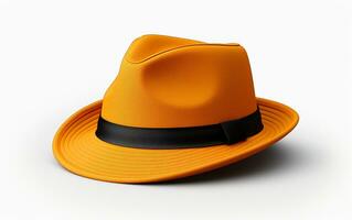 An Orange Yellow Hat on a White Background. Generative By Ai photo