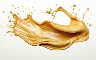 Peanut Butter Splash on a White Background. Generative By Ai photo