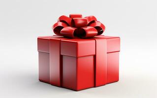 un rojo regalo caja en un blanco antecedentes. generativo por ai foto