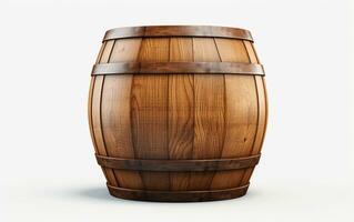 Wooden Barrel on a White Background. Generative By Ai photo