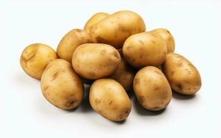 Farm Potatoes on a White Background. Generative By Ai photo