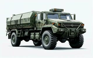 Military Truck on a White Background. Generative By Ai photo