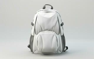 White Backpack on a White Background. Generative By Ai photo