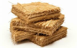 stack of hay on white background. Generative By Ai photo