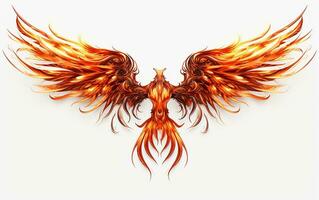 Phoenix Wings on a White Background. Generative By Ai photo