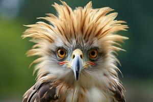 The Hilarious World of a Funny Eagle's Hairstyle. Generative By Ai photo