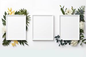 Abstract White Frame Amidst Leaves. Generative By Ai photo