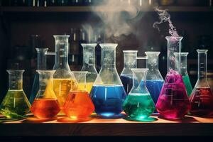 vasos de precipitados conteniendo químico sustancias generativo por ai foto