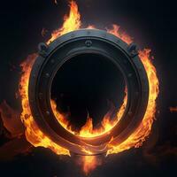 dark abstract futuristic with a  Circle gate fire photo