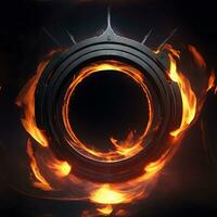 dark abstract futuristic with a  Circle gate fire photo