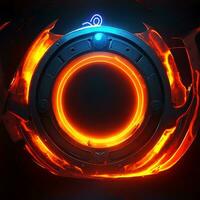 dark abstract futuristic with a  Circle gate fire photo