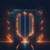 dark abstract futuristic with a Square gate neon photo