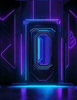 dark abstract futuristic with a Square gate neon photo