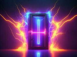 dark abstract futuristic with a Square gate neon photo