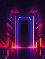 dark abstract futuristic with a Square gate neon photo