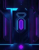 dark abstract futuristic with a Square gate neon photo