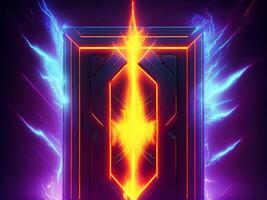 dark abstract futuristic with a Square gate neon photo