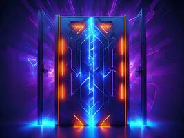 dark abstract futuristic with a Square gate neon photo