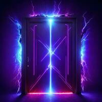 dark abstract futuristic with a Square gate neon photo