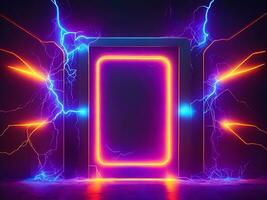 dark abstract futuristic with a Square gate neon photo