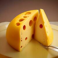 un llamativo rebanada de queso en un plato foto