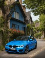 A beautiful BMW car in a beautiful setting photo