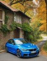 A beautiful BMW car in a beautiful setting photo